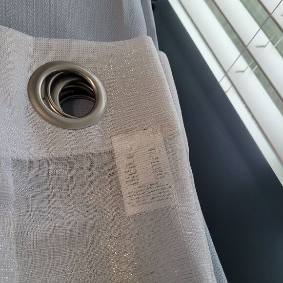 Lot Of 4 Panels Mainstays 84" Sheer Arctic White & Blue Shell - Picture 6 of 8